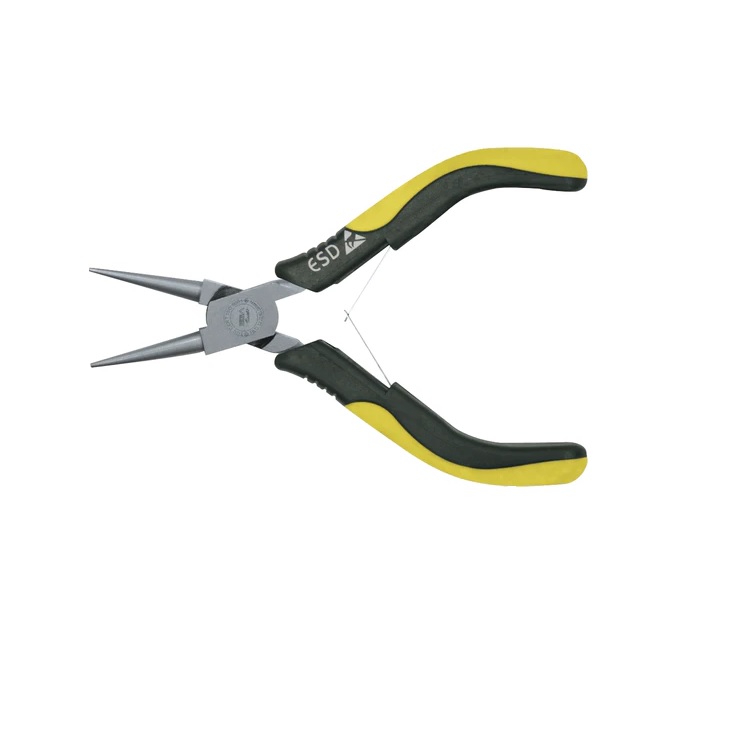 Cleste cu varfuri rotunde ESD cu maner bimaterial, L 130 - EgaMaster ( 64732 )