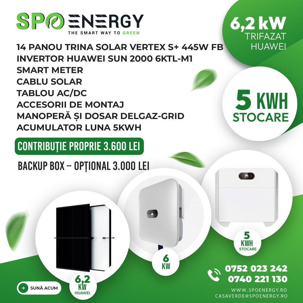 Instalaţie trifazată 6,2 kW Huawei