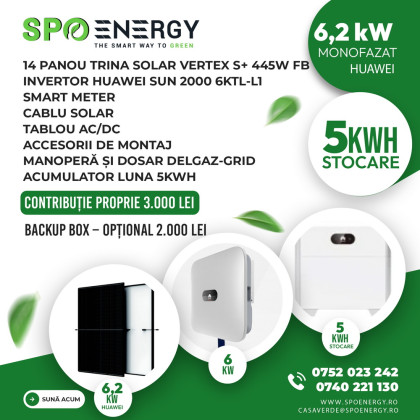 Instalaţie monofazată 6,2 kW Huawei