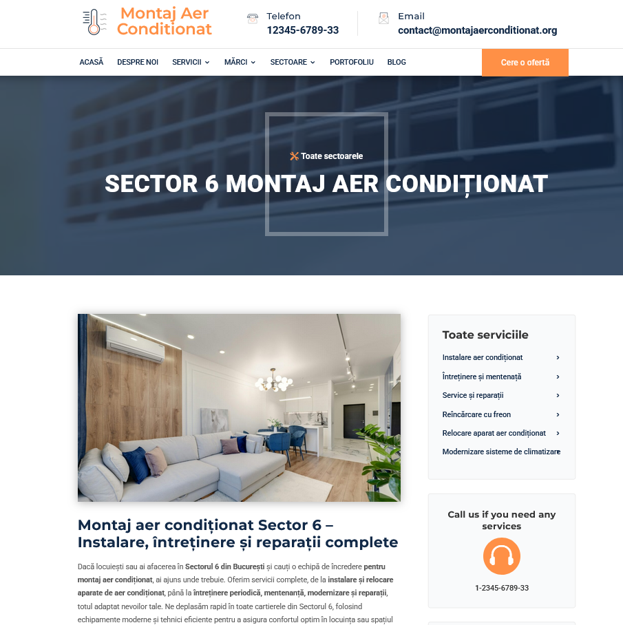 Sector 6 – servicii integrate aer conditionat: montaj, service, mentenanta