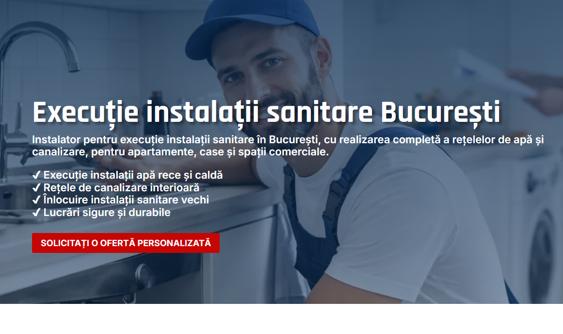 Echipă pentru execuție instalații sanitare în locuințe noi