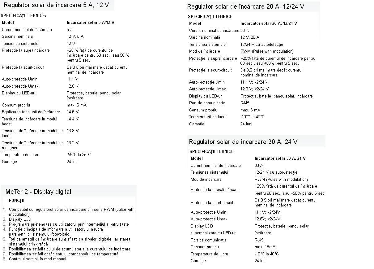 Regulatoare solare de incarcare PWM