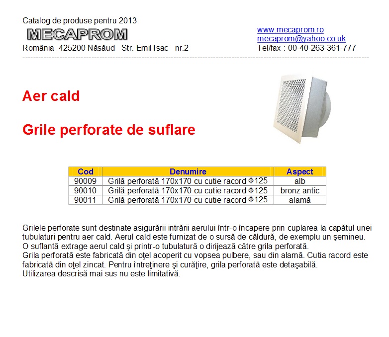 Grile patrate de aerisire din metal
